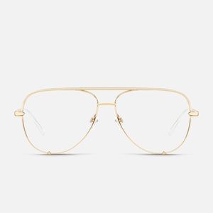 QUAY High Key Mini Gold & Clear Blue Light Glasses